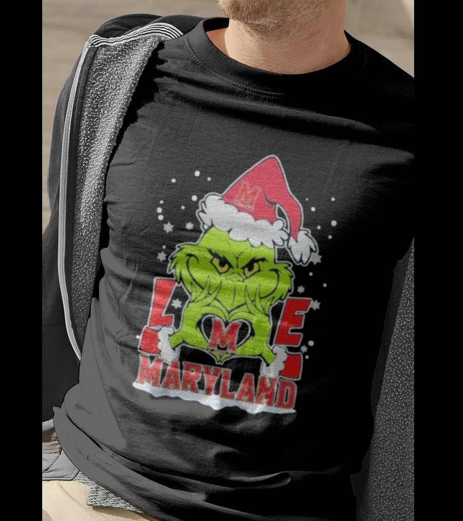 Grinch Love Maryland Terrapins Football Christmas T-Shirt