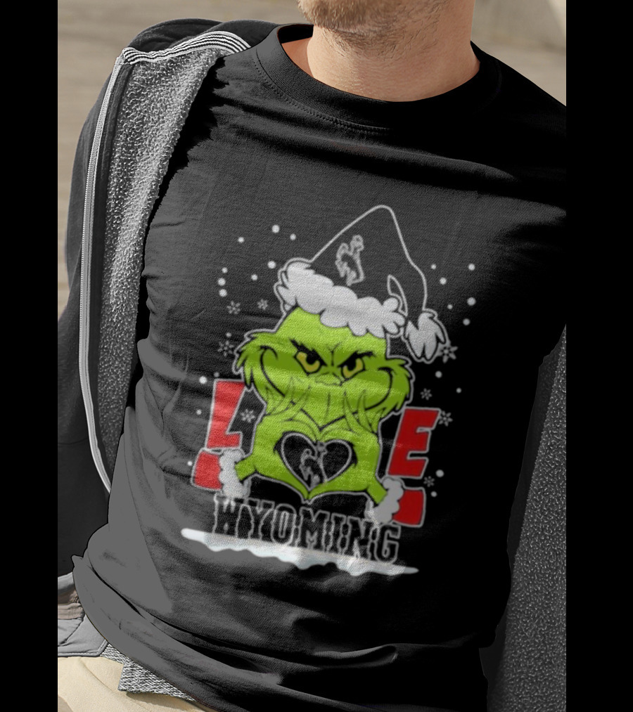 The Grinch Love Wyoming Cowboys Christmas T-Shirt
