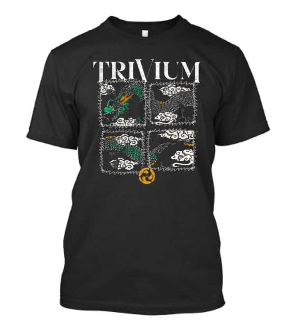 Trivium Dragon Cloud Patchwork With Spiraling T-Shirt