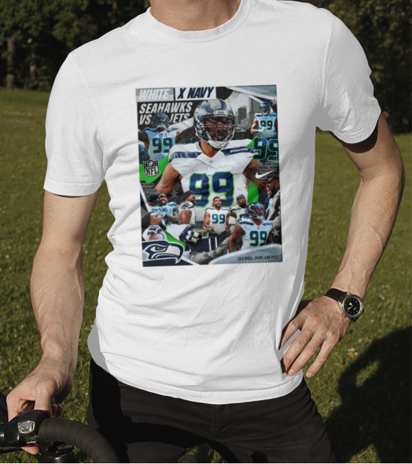 White X Navy Seattle Seahawks Vs Jets NFL 12-1-2024 10:00 AM PST T-Shirt