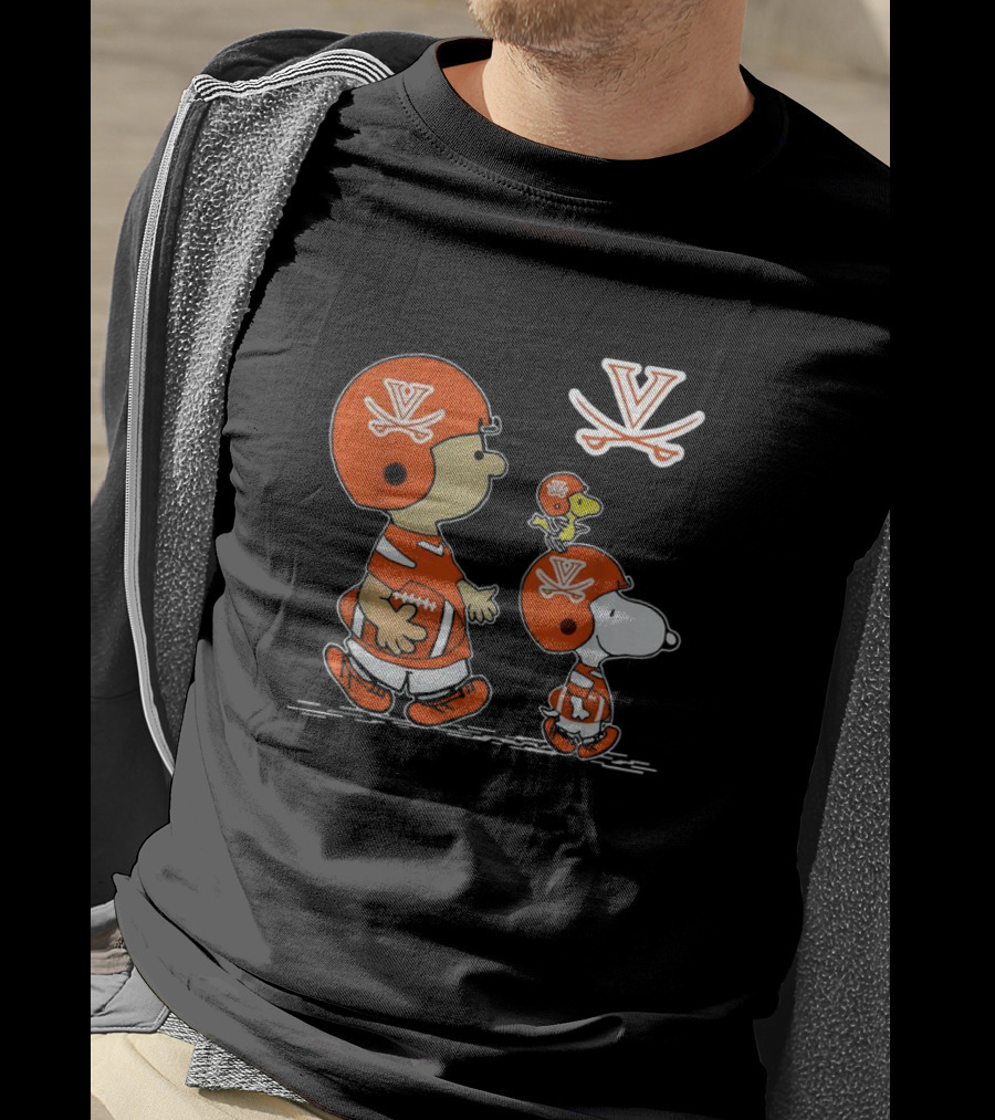 Charlie Brown Snoopy Woodstock Virginia Cavaliers Football T-Shirt