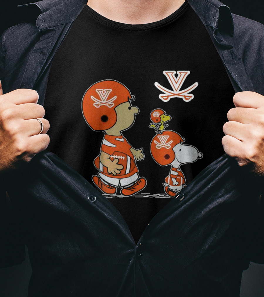 Charlie Brown Snoopy Woodstock Virginia Cavaliers Football T-Shirt