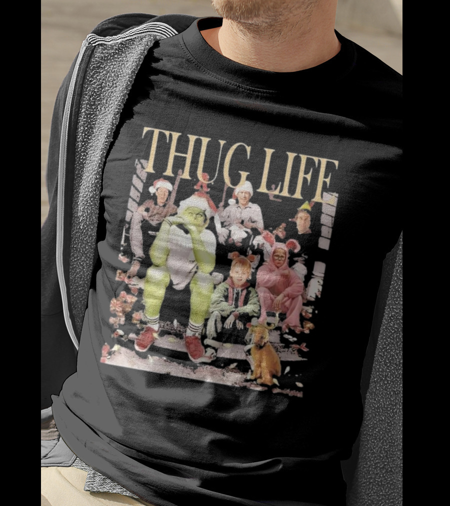 THUG LIFE Merry Christmas Grinch And Holiday Movie Icons T-Shirt