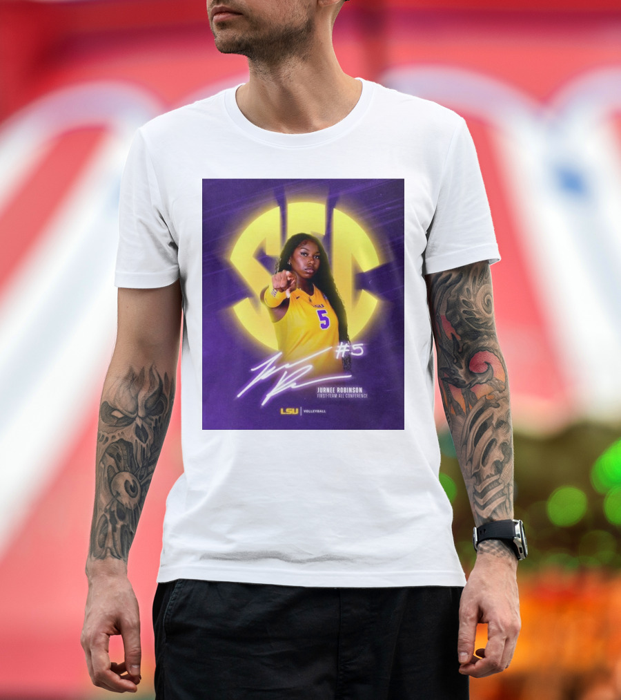 LSU Volleyball Jurnee Robinson #5 SEC First Team All Conference Signature T-Shirt