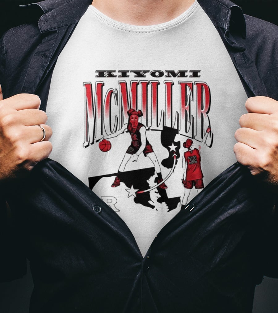 Kiyomi McMiller Rutgers Scarlet Knights Basketball Red State Map T-Shirt