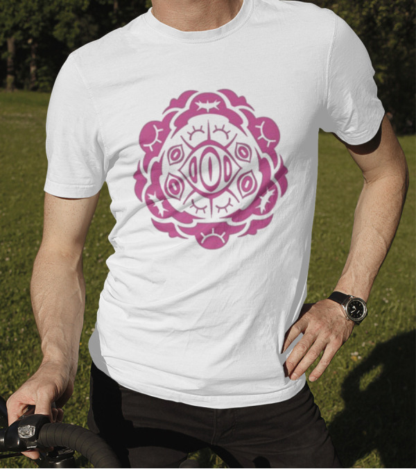 Shark Robot Sloth 2024 Pink Symmetrical Pattern With Eyes And Eyelashes T-Shirt