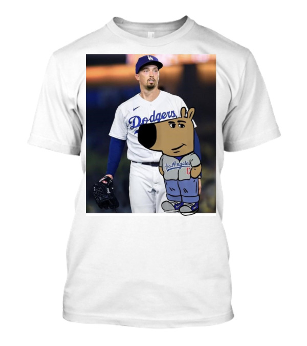 Blake Snell Los Angeles Dodgers Just A Chill Guy Enjoying Dodgers Jersey With Cartoon Character T-Shirt