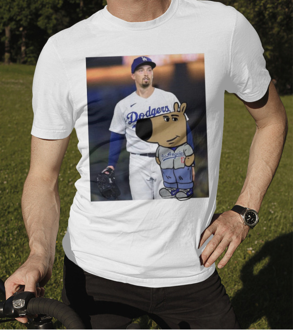 Blake Snell Los Angeles Dodgers Just A Chill Guy Enjoying Dodgers Jersey With Cartoon Character T-Shirt
