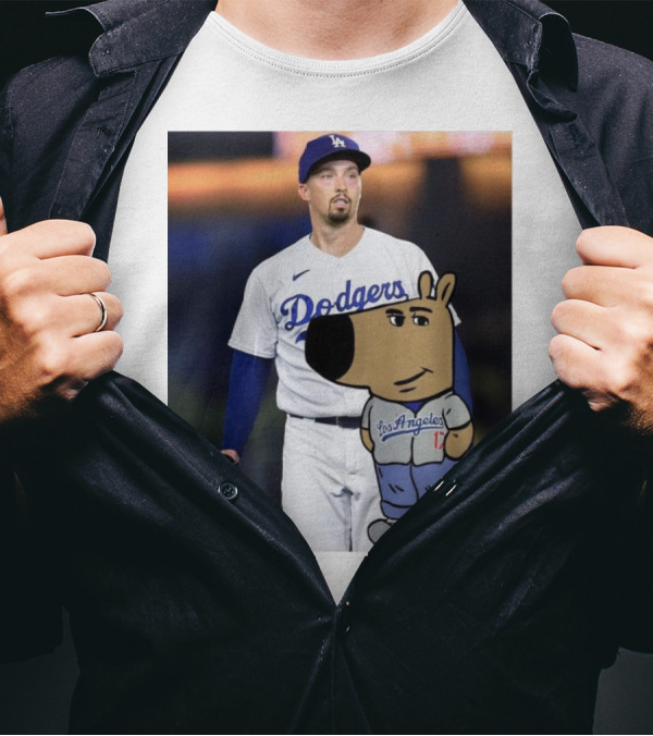 Blake Snell Los Angeles Dodgers Just A Chill Guy Enjoying Dodgers Jersey With Cartoon Character T-Shirt