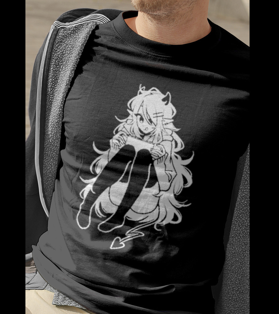 Meg Maybe Idk Anime Demon Girl Sitting With Heart Tail T-Shirt