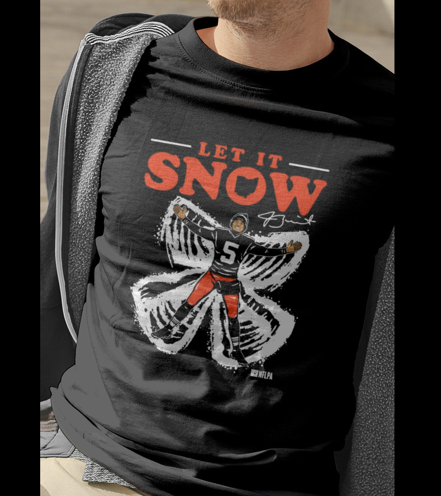 Let It Snow NFLPA Signature Snow Angel Number 5 T-Shirt