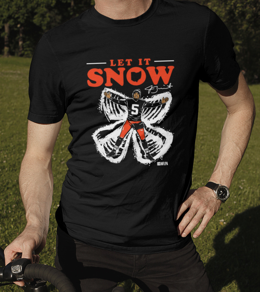 Let It Snow NFLPA Signature Snow Angel Number 5 T-Shirt