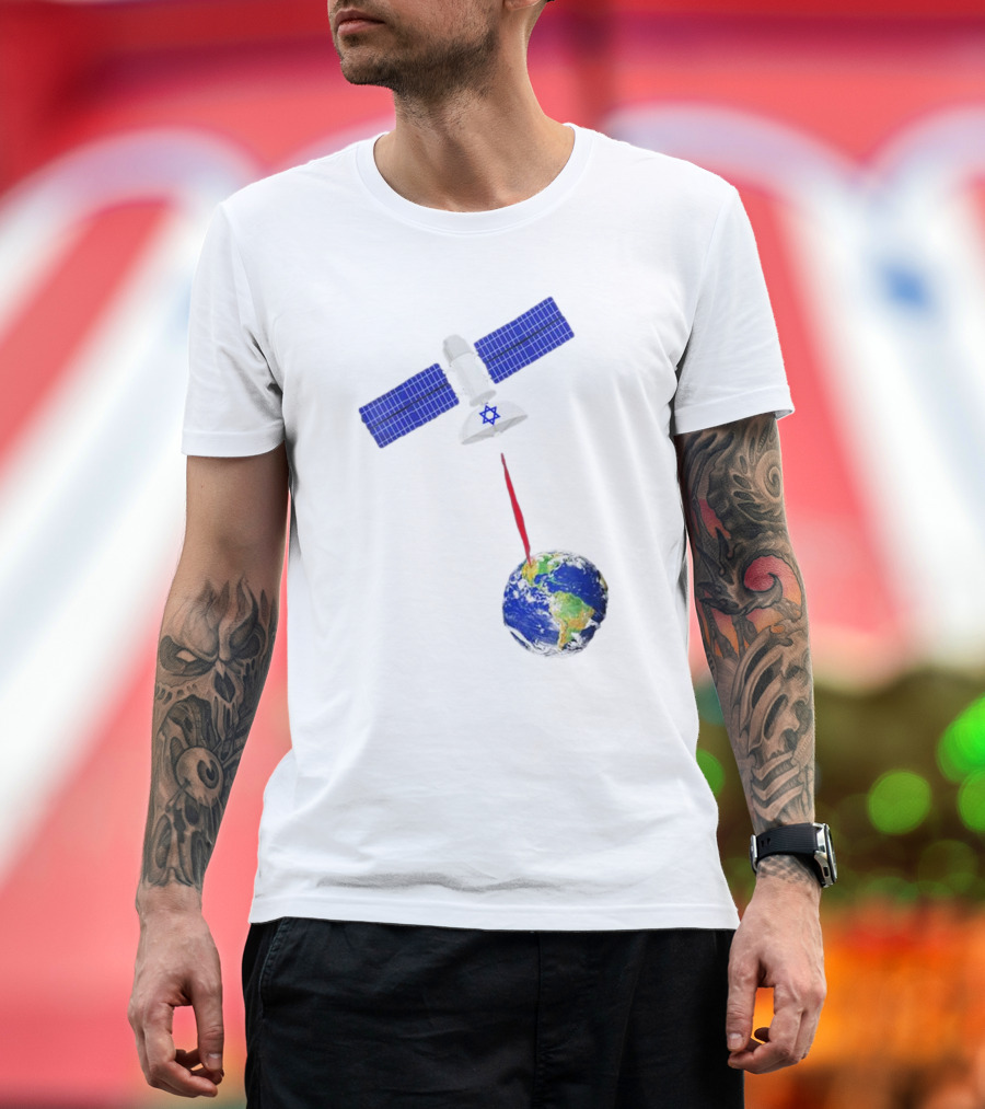 Jewish Space Laser Satellite Targeting Earth with Star of David T-Shirt