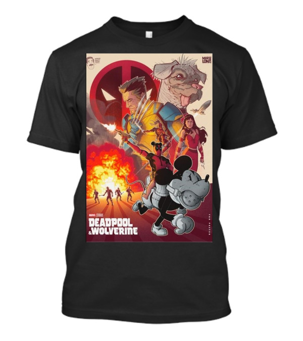 Marvel Studios Deadpool And Wolverine 2024 Mickey Mouse Crossover T-Shirt