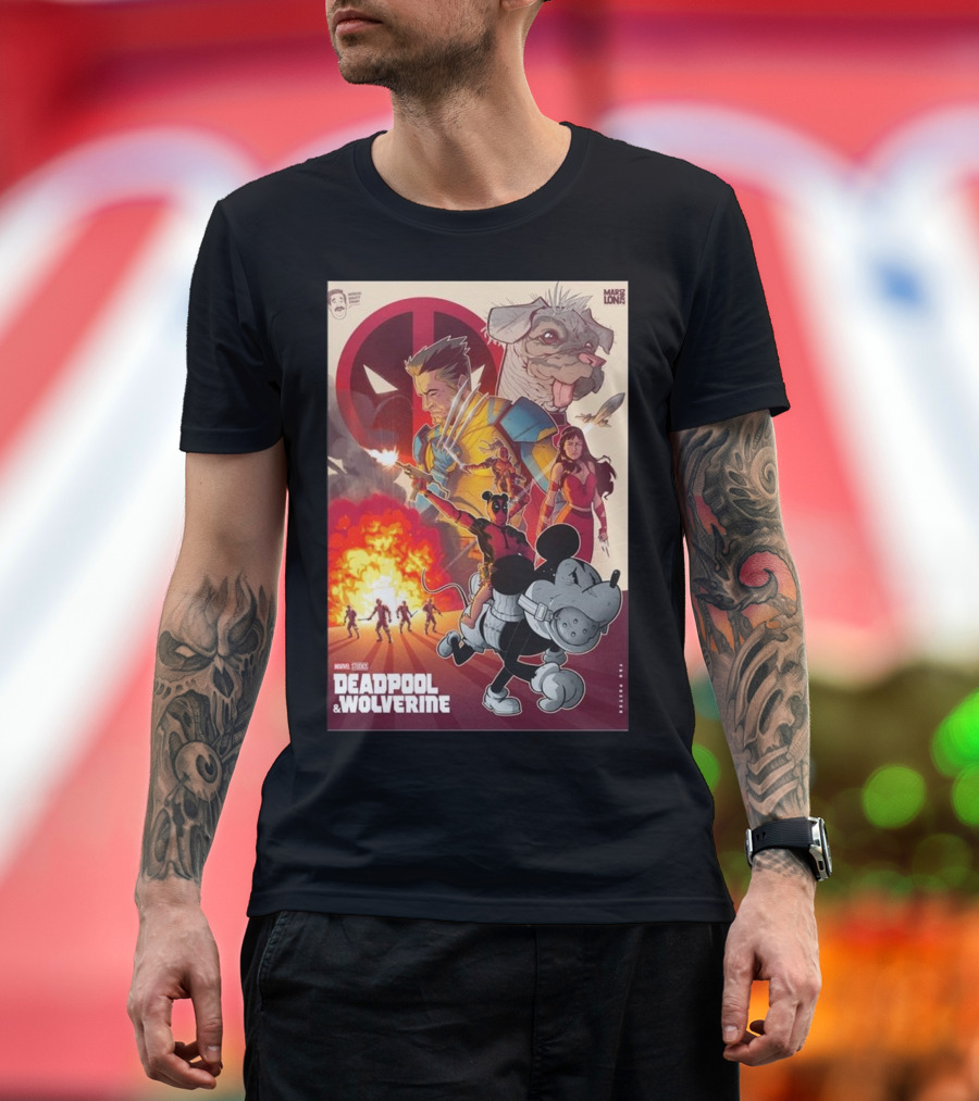 Marvel Studios Deadpool and Wolverine 2024 Mickey Mouse Crossover T-Shirt