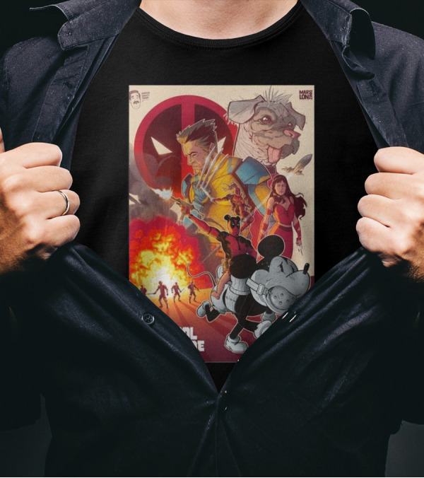 Marvel Studios Deadpool And Wolverine 2024 Mickey Mouse Crossover T-Shirt