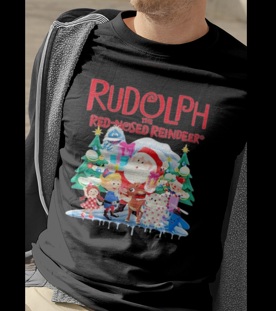 Rudolph The Red-Nosed Reindeer Christmas Santa And Friends Scene T-Shirt
