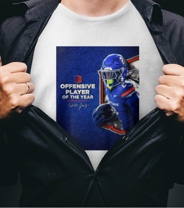 Boise State Broncos Ashton Jeanty Mountain West Offensive Player Of The Year Signature T-Shirt