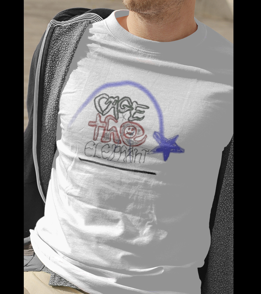 Cage The Elephant Doodle Star Blue Arch Smiley Face T-Shirt
