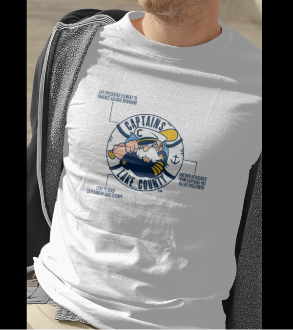 Captains Lake County Life Preserver Element Font Enhanced Aquatic Branding T-Shirt