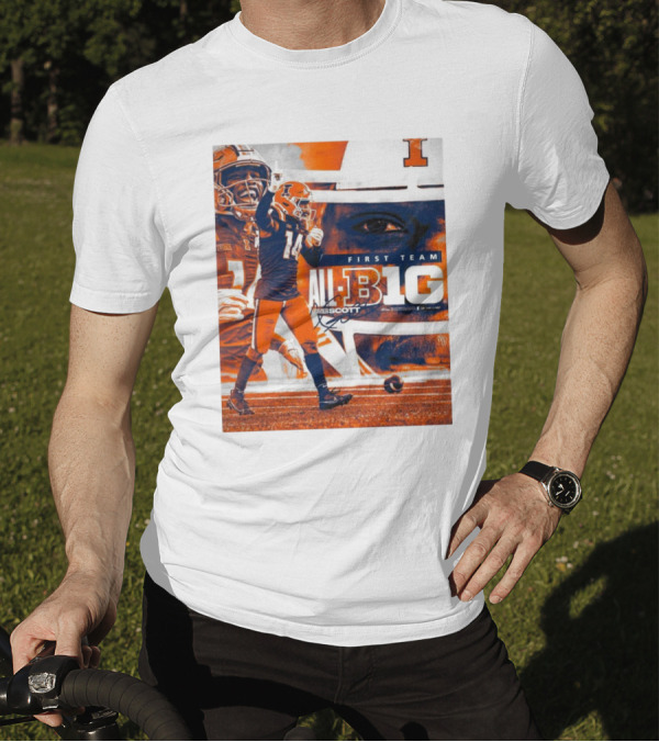 Illinois Fighting Illini Xavier Scott First Team All-Big Ten Recognition T-Shirt