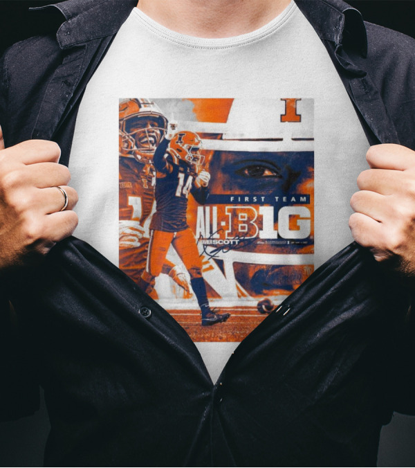 Illinois Fighting Illini Xavier Scott First Team All-Big Ten Recognition T-Shirt