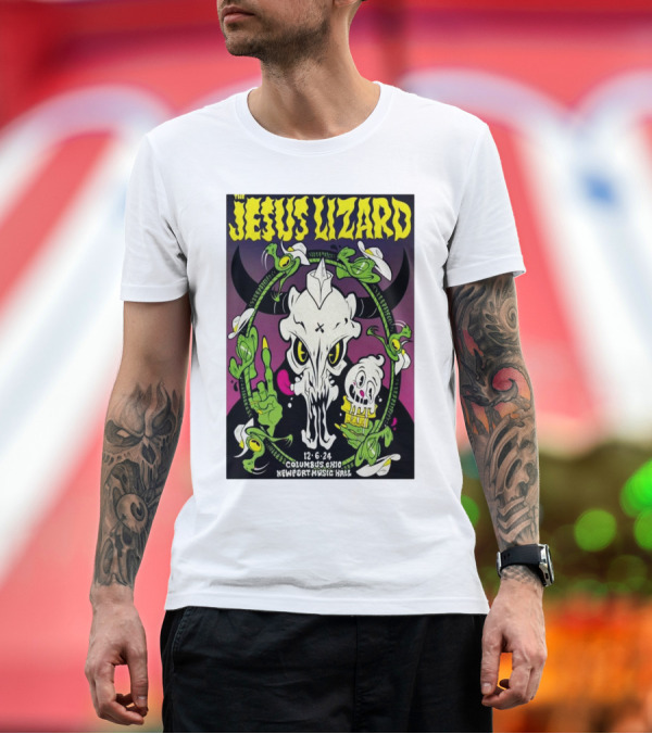 Premium T-Shirt: The Jesus Lizard Columbus Ohio December 6 2024 Newport Music Hall Skull and Flowers T-Shirt The Jesus Lizard Columbus Ohio December 6 2024 Newport Music Hall Skull and Flowers T-Shirt