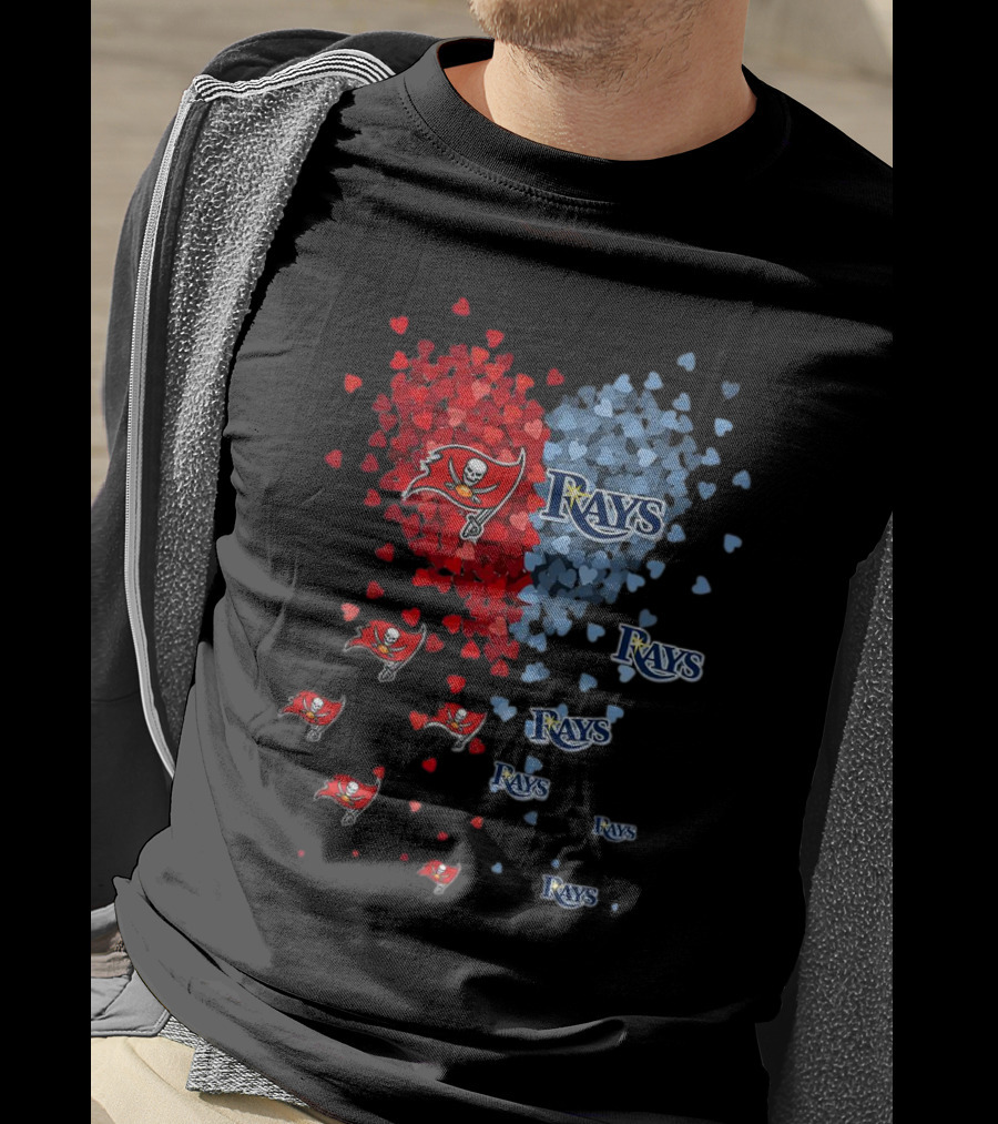 Heart Of Tampa Bay Buccaneers And Rays Fan Spirit T-Shirt