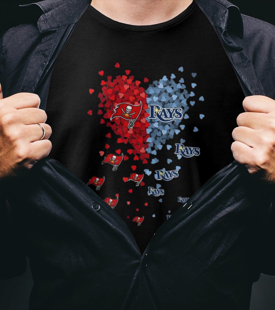 Heart Of Tampa Bay Buccaneers And Rays Fan Spirit T-Shirt