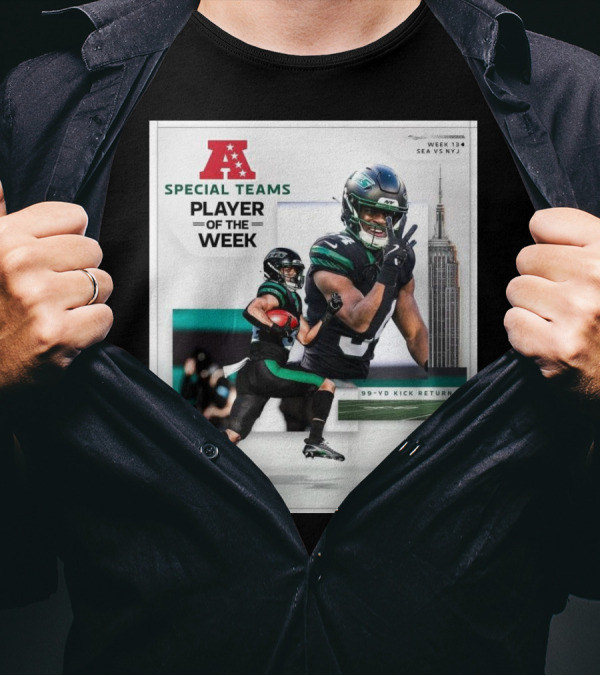 New York Jets Kene Nwangwu AFC Special Teams Player Of The Week Week 13 SEA Vs NYJ 99-Yd Kick Return TD T-Shirt