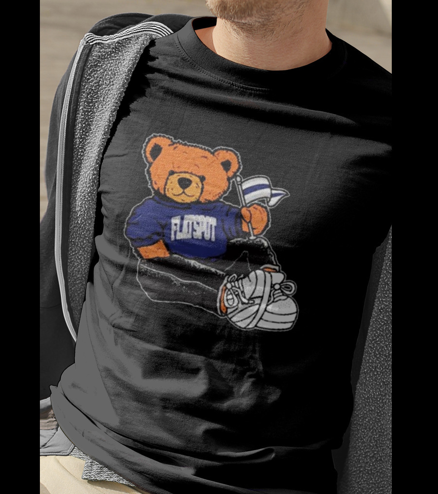 Flatspot Bear With Flag Sitting Down T-Shirt