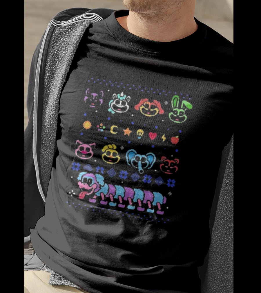 Smiling Critters Holiday Sweater Colorful Characters And Icons T-Shirt