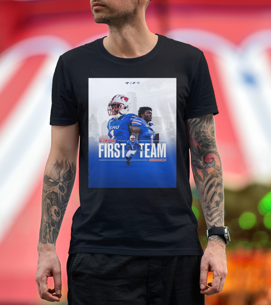 SMU Mustangs First Team ACC All-Conference Brashard Smith RB T-Shirt