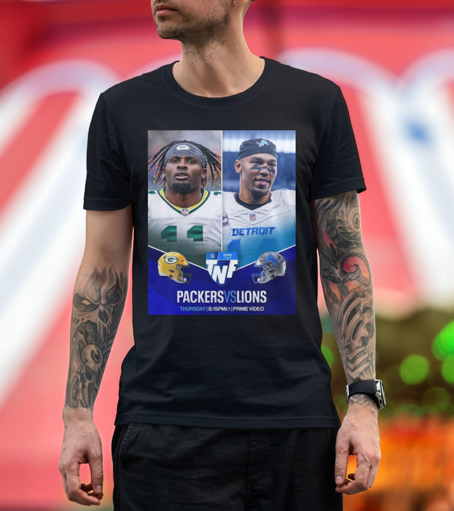 Packers vs Lions NFL Thursday Night Football 8:15 PM ET Prime Video T-Shirt