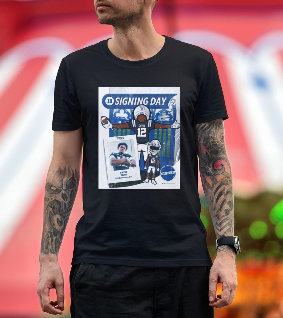 Duke Signing Day 2024 Bryce Davis DE Greensboro NC Signed T-Shirt