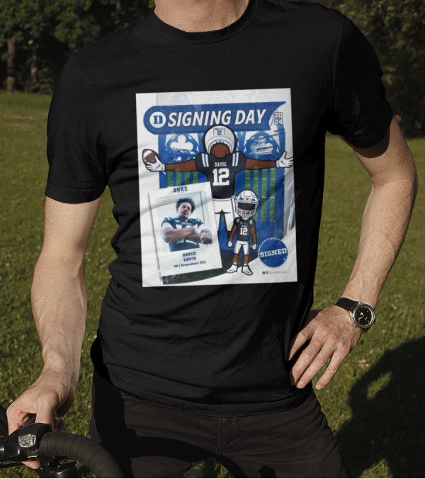 Duke Signing Day 2024 Bryce Davis DE Greensboro NC Signed T-Shirt