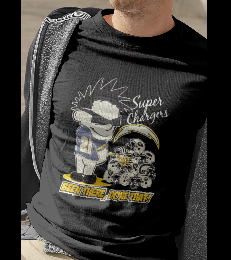 Los Angeles Chargers Super Chargers Been There Done That Vintage 21 Player Helmets T-Shirt