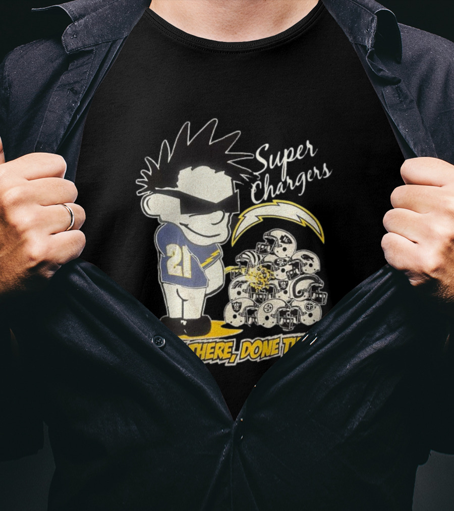 Los Angeles Chargers Super Chargers Been There Done That Vintage 21 Player Helmets T-Shirt