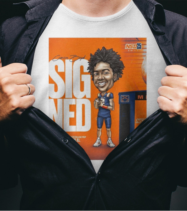 Illinois Fighting Illini Carson Boyd QB NSD25 East St. Louis Cardinal Ritter College Prep Signed T-Shirt