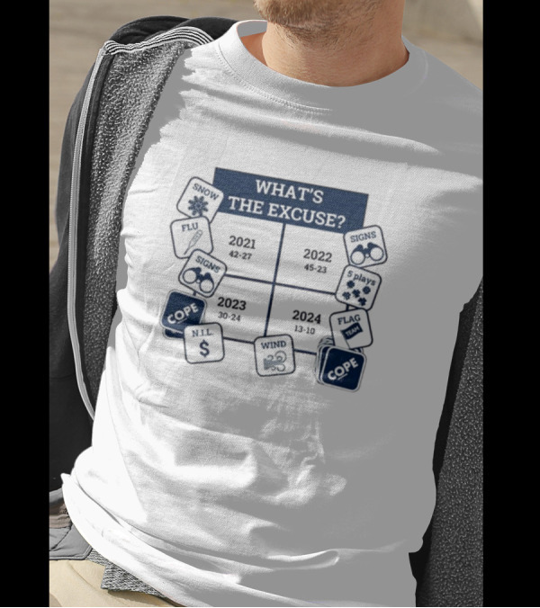 Michigan Wolverines What's The Excuse Snow Flu Signs 2021-2024 Cope NIL Flag Wind Plays T-Shirt