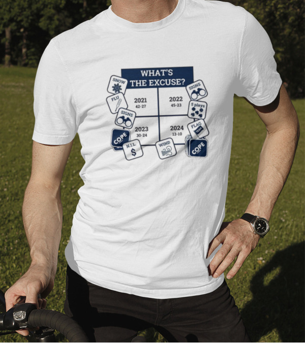 Michigan Wolverines What's The Excuse Snow Flu Signs 2021-2024 Cope NIL Flag Wind Plays T-Shirt