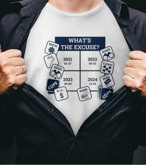 Michigan Wolverines What's The Excuse Snow Flu Signs 2021-2024 Cope NIL Flag Wind Plays T-Shirt
