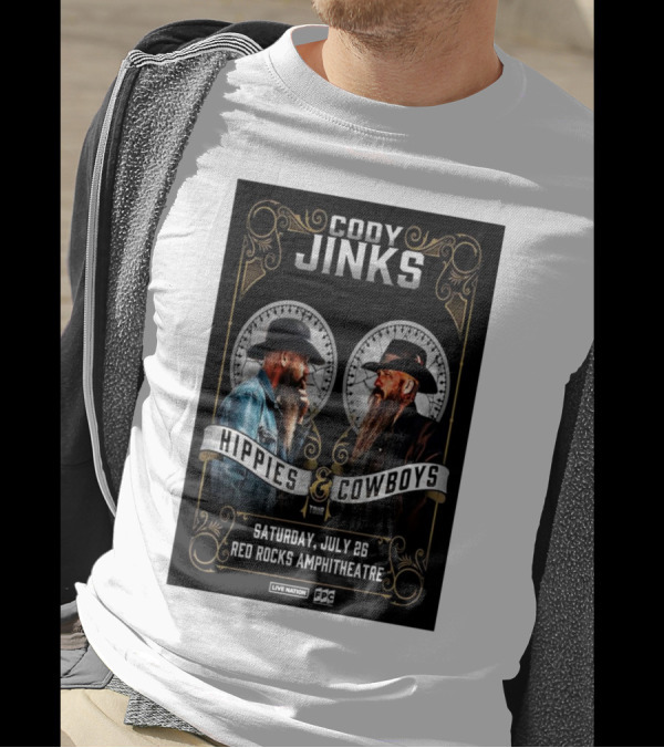 Cody Jinks Hippies And Cowboys Tour Red Rocks Amphitheatre Morrison CO Saturday July 26 2025 T-Shirt