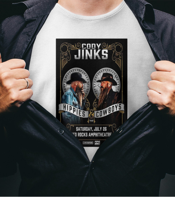 Cody Jinks Hippies And Cowboys Tour Red Rocks Amphitheatre Morrison CO Saturday July 26 2025 T-Shirt