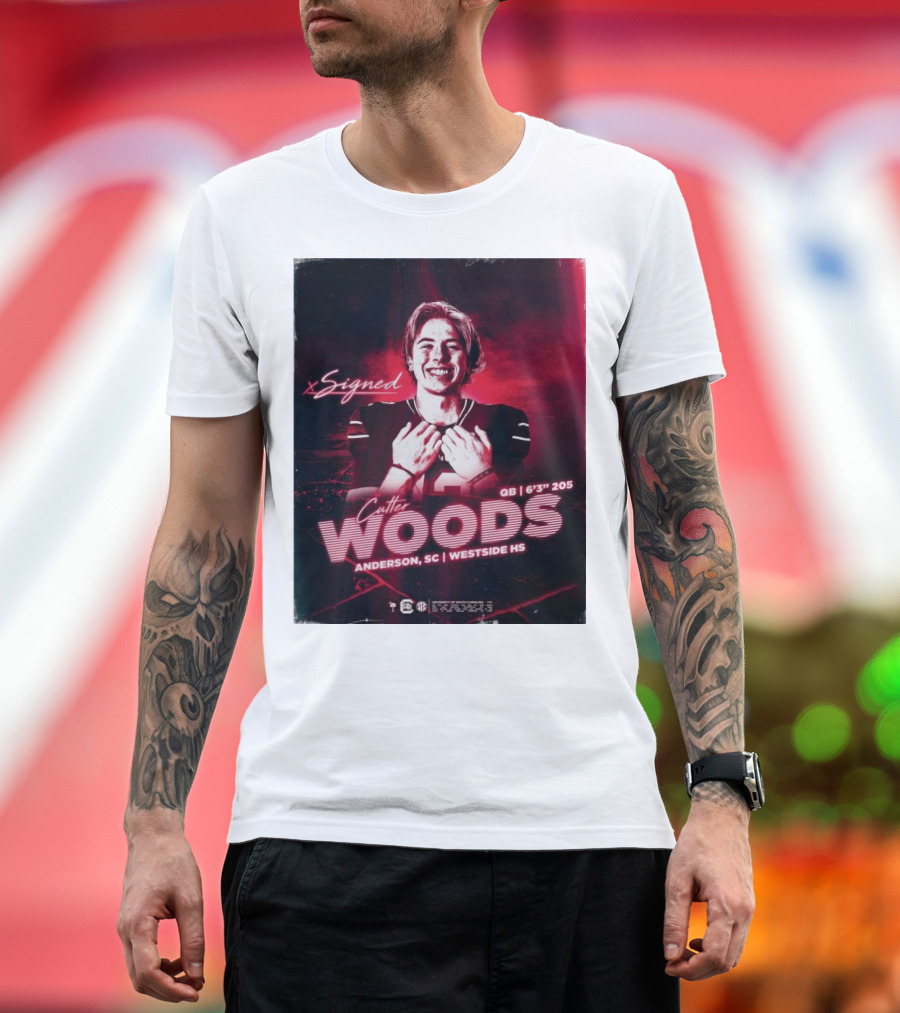 Signed Cutter Woods QB Anderson SC Westside HS 6'3'' 205 South Carolina Gamecock T-Shirt