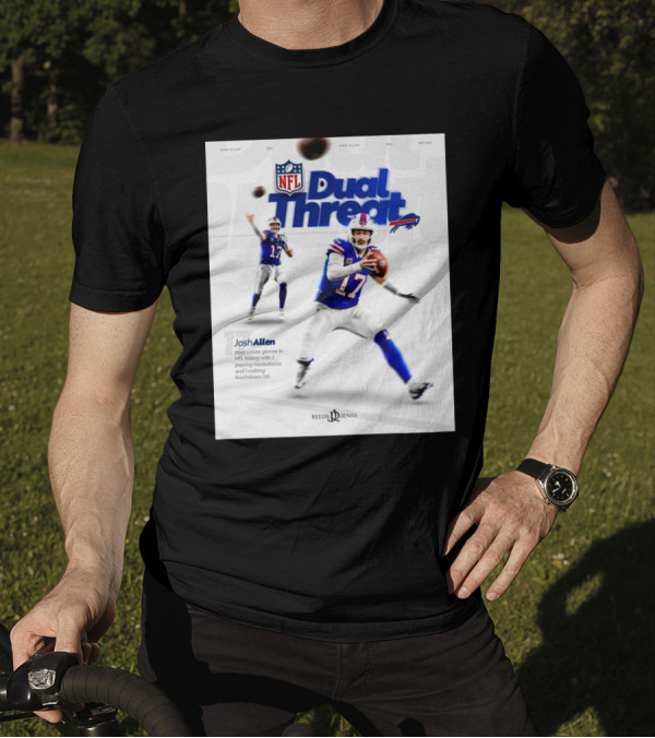 Josh Allen Buffalo Bills Dual Threat NFL Iconic Career Games With Passing Touchdowns T-Shirt