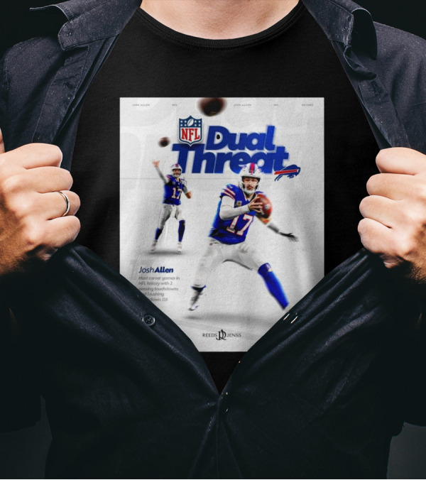 Josh Allen Buffalo Bills Dual Threat NFL Iconic Career Games With Passing Touchdowns T-Shirt