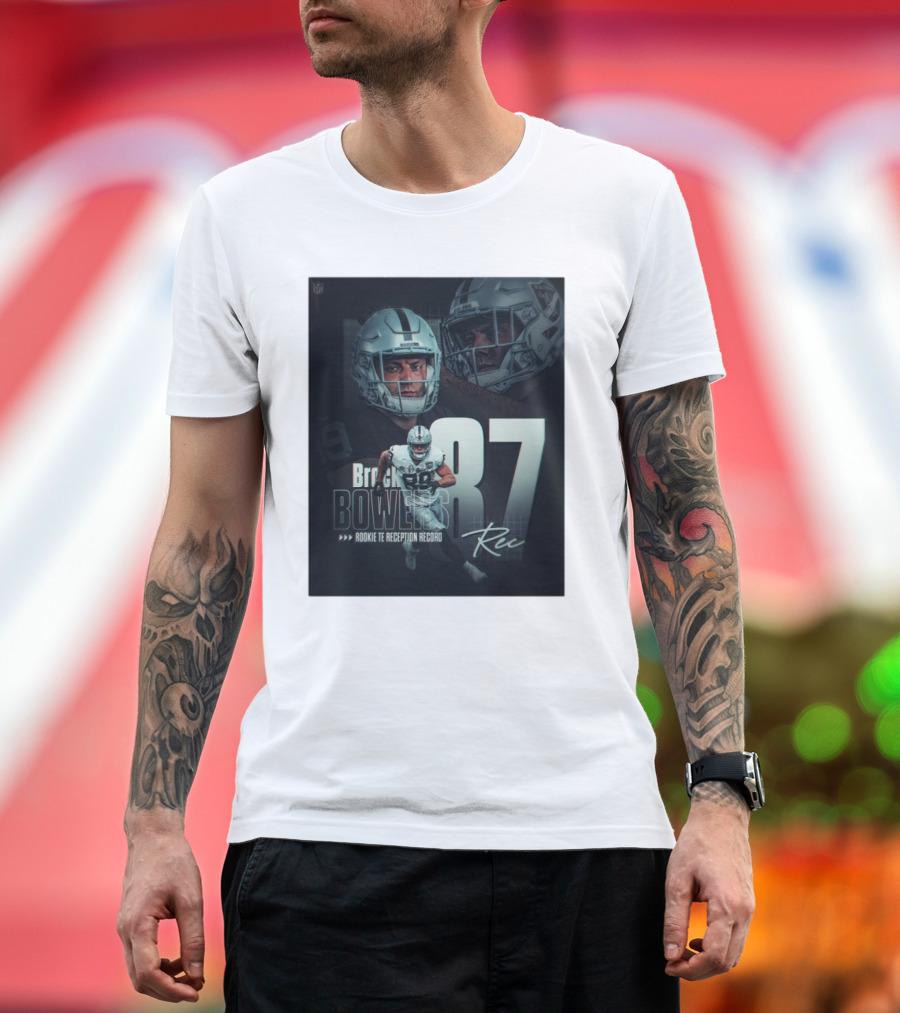 Brock Bowers 87 Rookie TE Reception Record Rec Signature Raiders T-Shirt