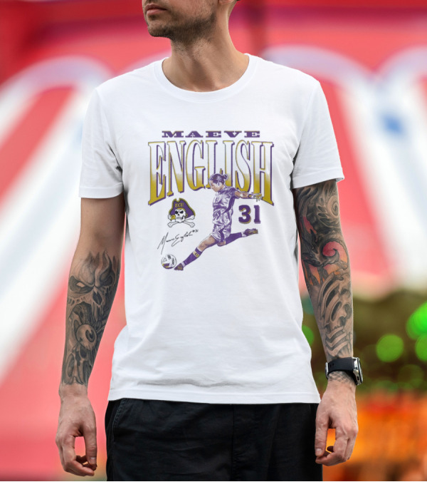 Premium T-Shirt: Maeve English ECU Soccer 31 Cartoon Signature T-Shirt Maeve English ECU Soccer 31 Cartoon Signature T-Shirt