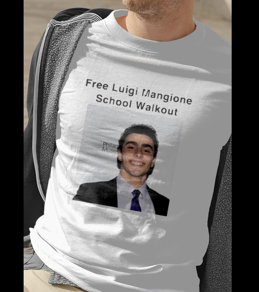 Free Luigi Mangione School Walkout Face Philadelphia Museum T-Shirt